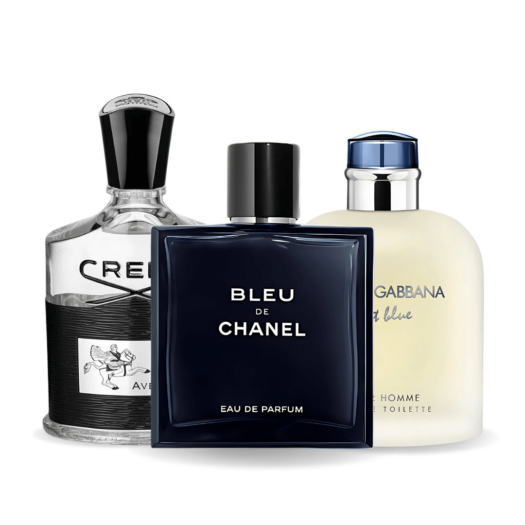 SET DE 3 PARFUMURI BLEU DE CHANEL, CREED AVENTUS, LIGHT BLUE DOLCE GABBANA 100ML