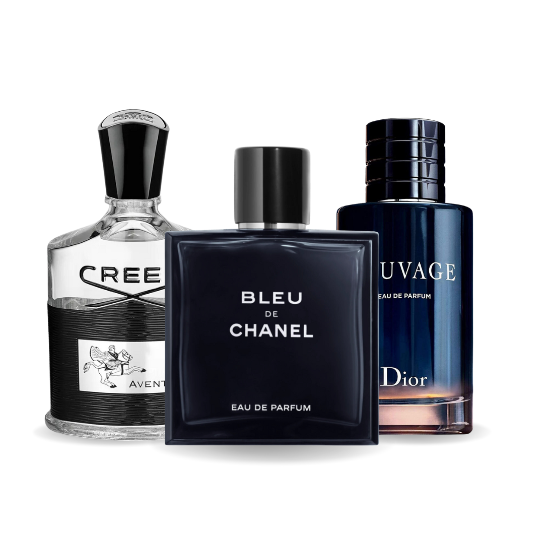 SET DE 3 PARFUMURI CREED AVENTUS, BLEU DE CHANEL, DIOR SAUVAGE 100ML