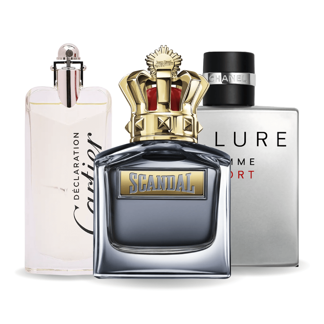 SET DE 3 PARFUMURI ALLURE HOMME SPORTS, JEAN PAUL GAULTIER SCANDAL, CARTIER DECLARATION 100ML