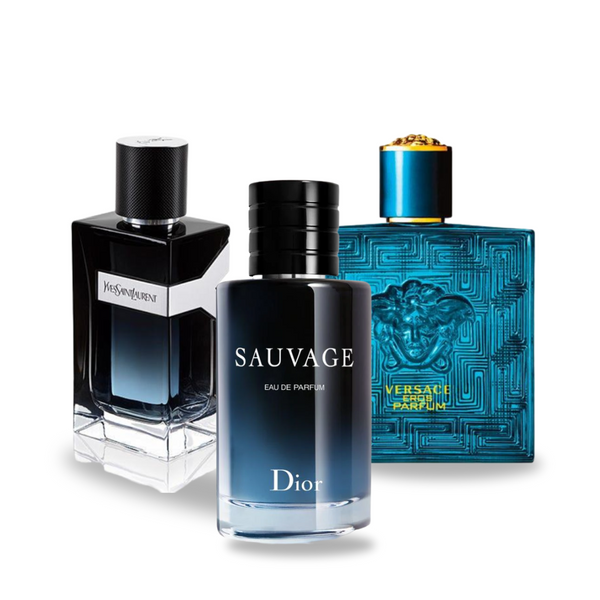 SET DE 3 PARFUMURI DIOR SAUVAGE, YVES SAINT LAURENT Y MEN, VERSACE EROS 100ML