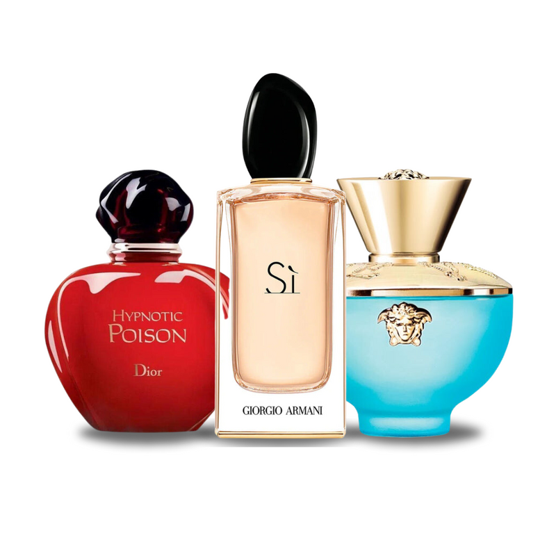 SET DE 3 PARFUMURI DIOR HYPNOTIC POISON, GIORGIO ARMANI SÌ, VERSACE DYLAN TURQUOISE 100ML