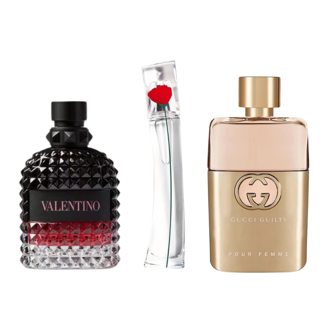 SET DE 3 PARFUMURI 3 GUCCI GUILT, VALENTINO INTENSE, FLOWER KENZO 100ML